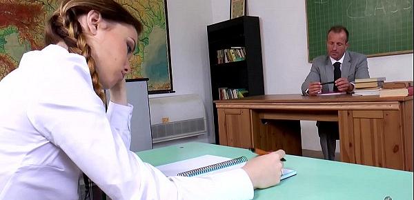  Oversexed Schoolgirl Misha Cross seduces teacher in detention classroom (short version)
